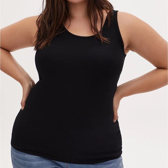 torrid Tops - Torrid 5X Tank Top Black Foxy Double Scoop Neck Layering Plus Size Fitted New